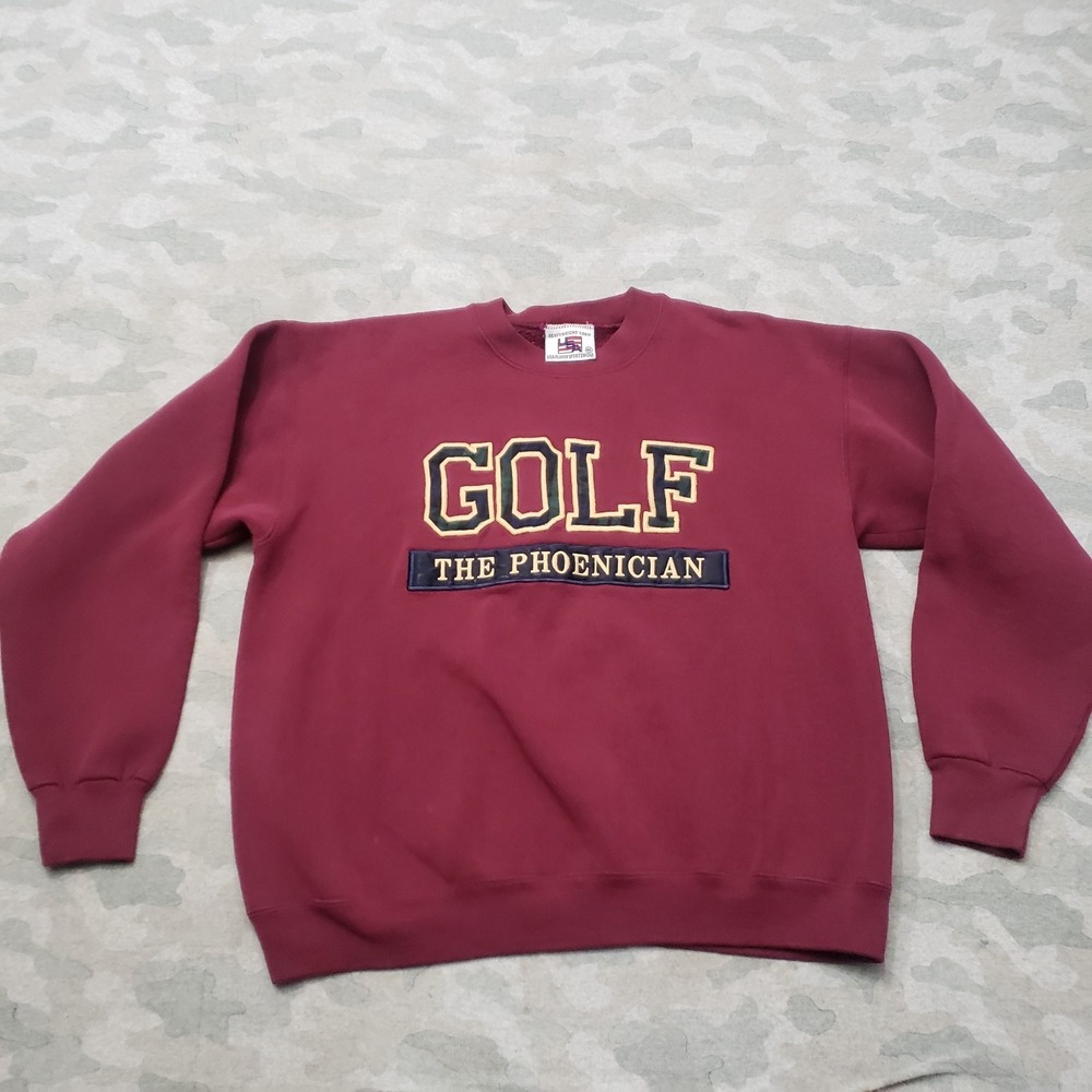 VTG USA Golf The Phoenician Sweatshirt Mens Medium Red Heavyweight Embroidered
